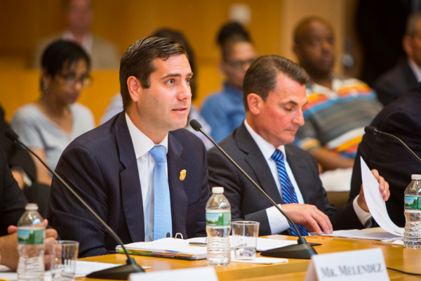 Suffolk County Police Commissioner Timothy Sini at a congressional hearing on MS-13 gang violence in Central Islip, Long Island, N.Y., on June 20, 2017. (Benjamin Chasteen/The Epoch Times)