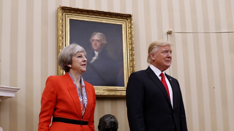 Trump and Britain’s Theresa May Meet for First Time