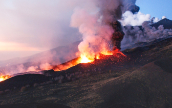 Lava spotted flowing down Mount Etna