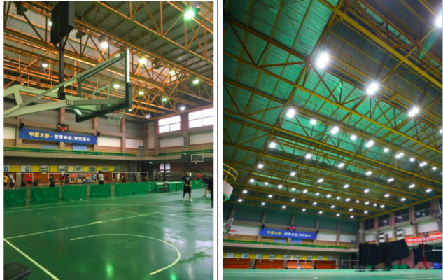 The gym of Chung Yuan Christian University. Left and right are before and after installation of Anchor Tech IoT system , respectively.