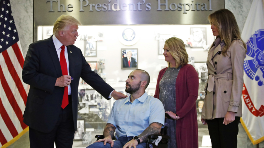 President Trump pins Purple Heart on Army sergeant