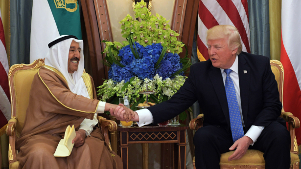 President Donald Trump (R) and Kuwait's Emir Sheikh Sabah al-Ahmad al-Jaber al-Sabah take part in a bilateral meeting at a hotel in Riyadh, Saudi Arabia, on May 21, 2017. (Mandel Ngan/AFP/Getty Images)
