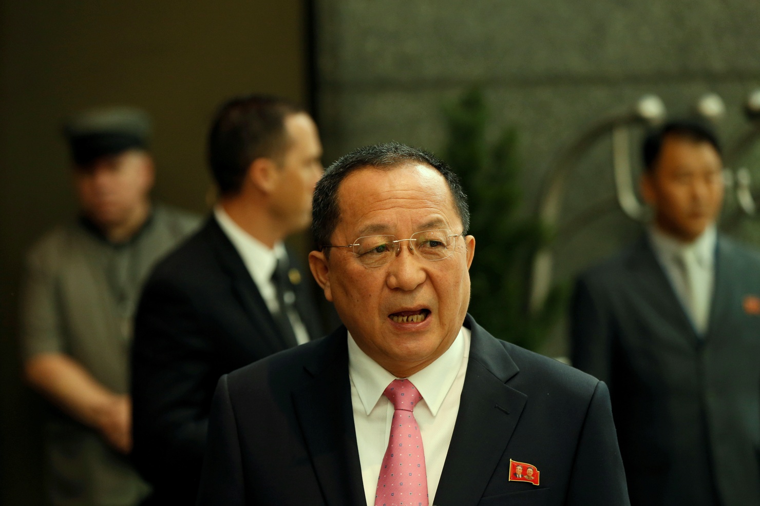 North Korean Foreign Minister Ri Yong Ho outside the Millennium hotel in New York on September 25, 2017. (REUTERS/Shannon Stapleton)