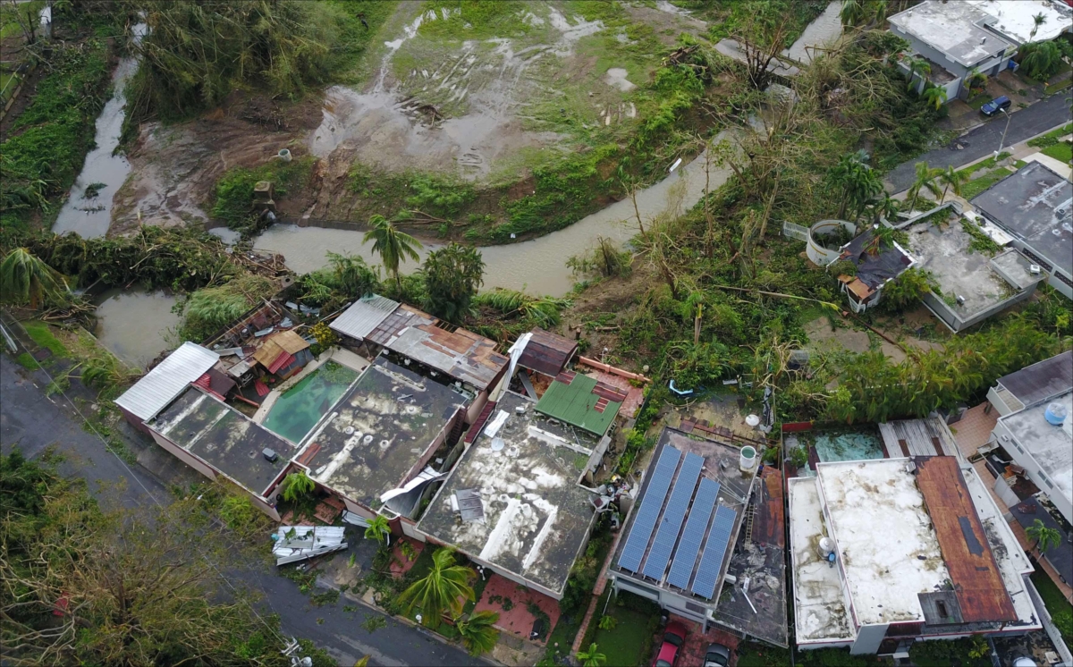 An aerial photo shows damage caused by Hurricane Maria in San Juan, Puerto Rico in September 2017. (DroneBase/Reuters)