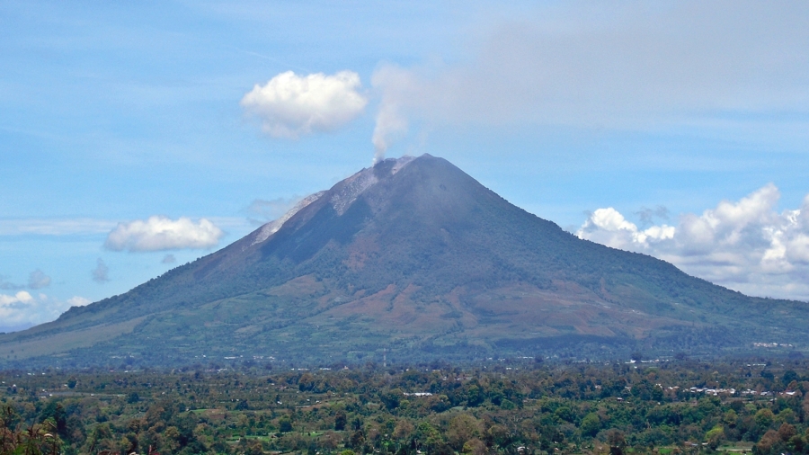 Indonesian Volcano Mount Sinabung Erupts in Sumatra