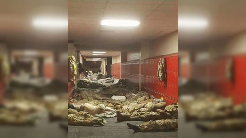 Photo of ‘Harvey’s Heroes’ Sleeping in High School Going Viral