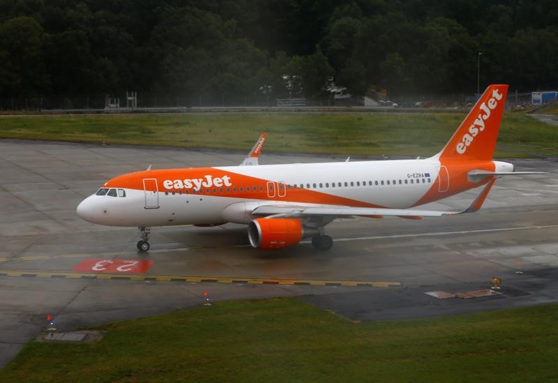 An EasyJet aircraft is ready for take off at Cointrin airport in Geneva, Switzerland on June 30, 2017. (REUTERS/Denis Balibouse)