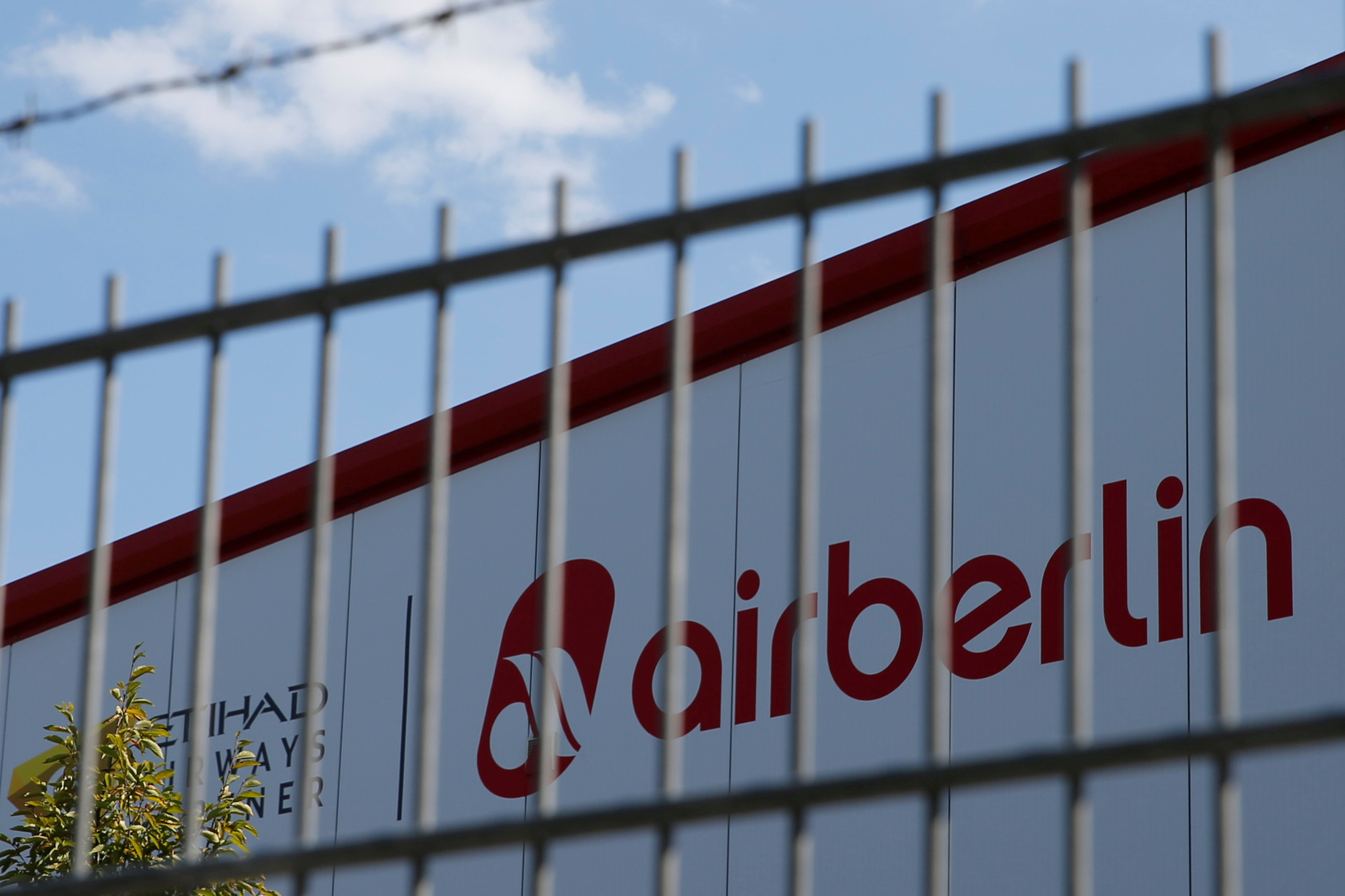 An Air Berlin sign is seen at an Air Berlin storage hall in Berlin, Germany on Aug. 15, 2017. (REUTERS/Axel Schmidt/File Photo)