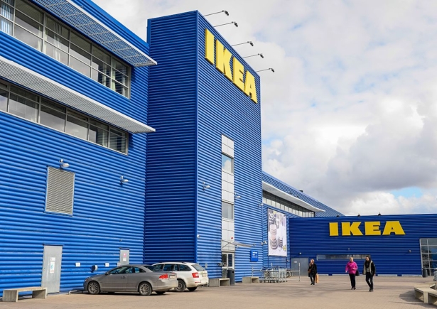 People walk outside the Europe's biggest IKEA store in Kungens Kurva, south-west of Stockholm on March 30, 2016. (Jonathan Nackstrand/AFP/Getty Images)