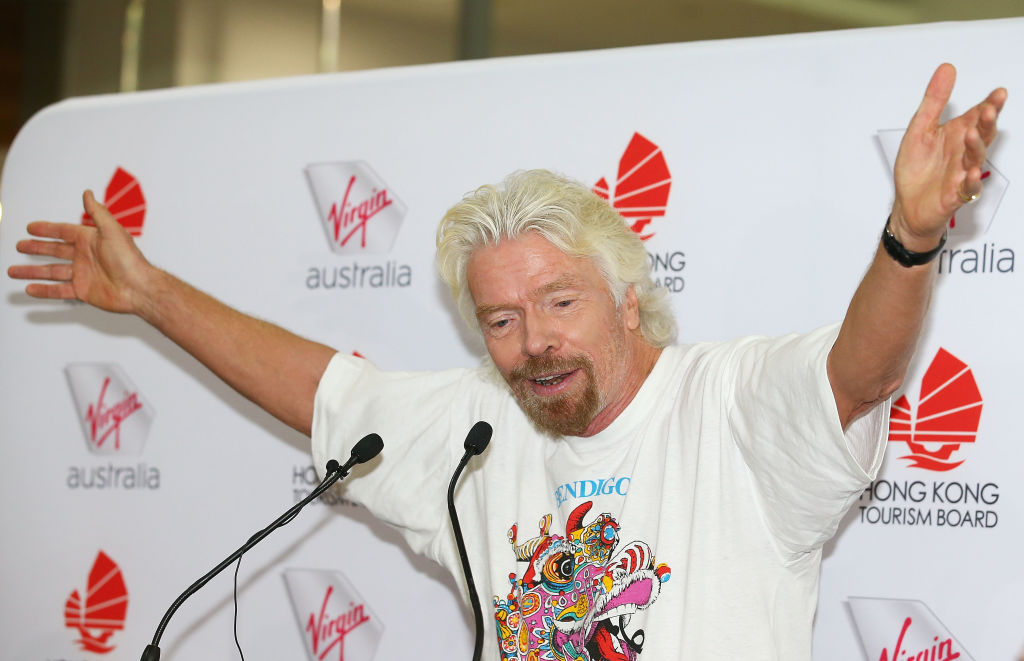 Sir Richard Branson speaks as he launches Virgin Australia's inaugural Melbourne to Hong flights on July 5, 2017 in Melbourne, Australia. (Scott Barbour/Getty Images)