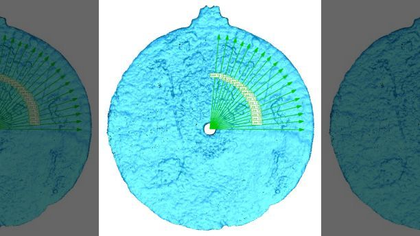 Scan of the astrolabe revealed the etches. (University of Warwick)