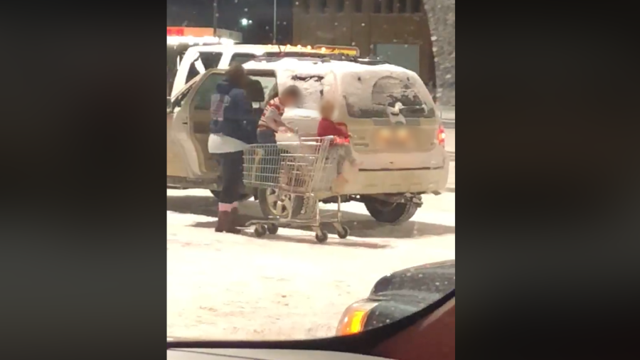 Video of Children Loaded Into Shopping Cart in the Cold Goes Viral