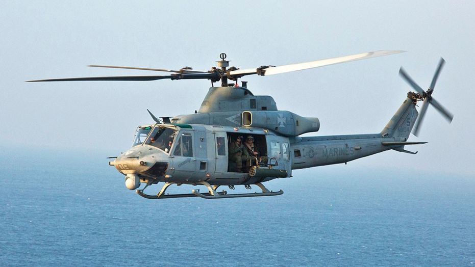 A UH-1Y Venom helicopter is seen en route to Camp Schwab on Okinawa, in Japan, Nov. 9, 2017. (Cpl. Hailey D. Clay/U.S. Marine Corps via Associated Press)