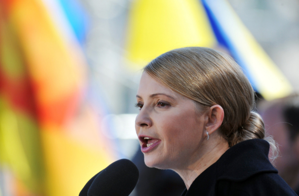 Former Ukrainian prime minister and opposition leader Yulia Tymoshenko delivers a speech during a convention in Kiev on March 29, 2014. (Genya Savilov/AFP/Getty Images)