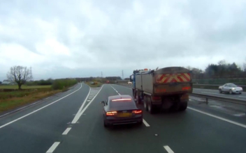 Dash-Cam Footage Shows Near Miss Between Undertaking Road Rage Driver and Lorry