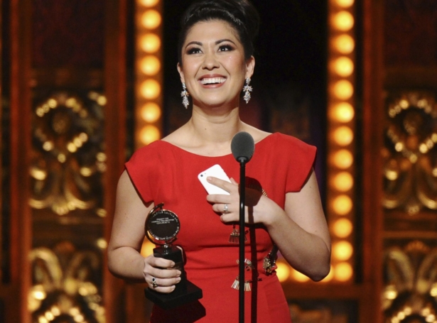 Actress Ruthie Ann Blumenstein, whose stage name is Ruthie Ann Miles, accepts an award for her role in "The King & I" at the Tony Awards in New York on June 7, 2015. (Charles Sykes/Invision/AP)