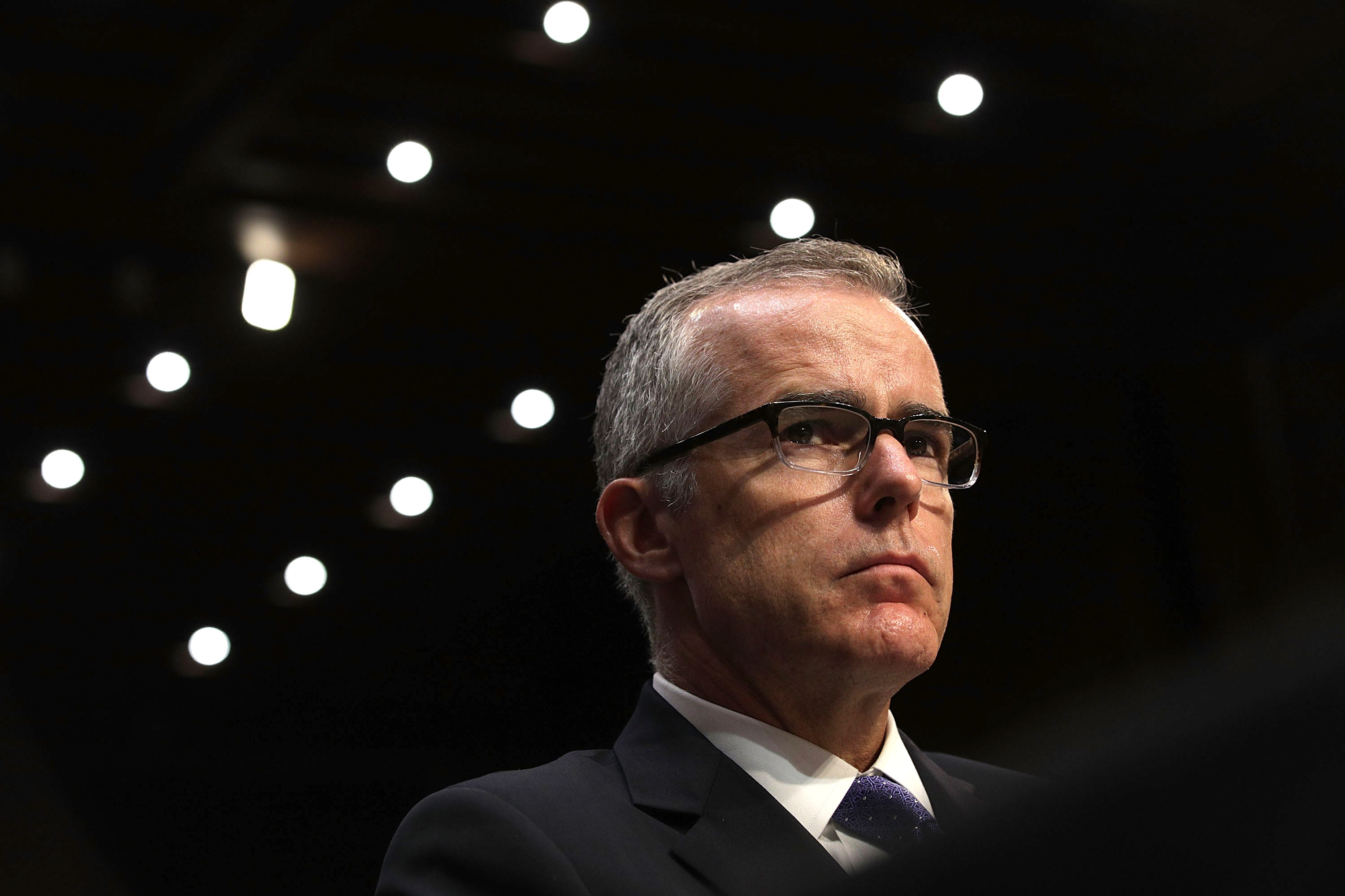 Then acting FBI Director Andrew McCabe testifies before the Senate Intelligence Committee on May 11, 2017. (Alex Wong/Getty Images)