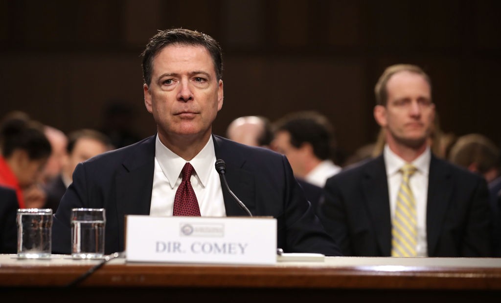 Former FBI Director James Comey testifies before the Senate Intelligence Committee in the Hart Senate Office Building on Capitol Hill in Washington, D.C., on June 8, 2017. (Chip Somodevilla/Getty Images)