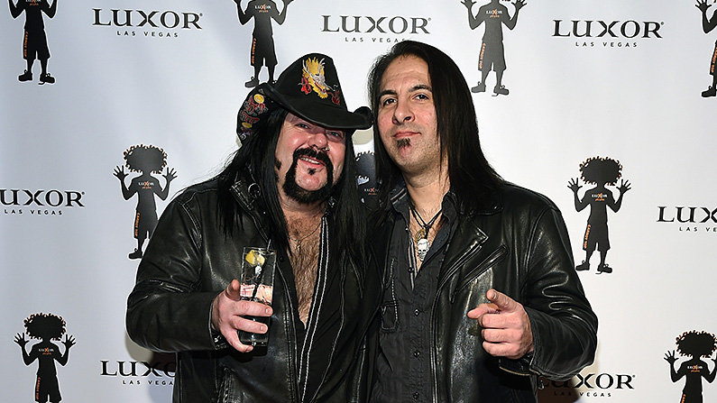 Vinnie Paul (L) and Christian Brady of Hellyeah at the 10th anniversary celebration of Carrot Top's residency at the Luxor Hotel and Casino on Dec. 6, 2015, in Las Vegas. (Ethan Miller/Getty Images)