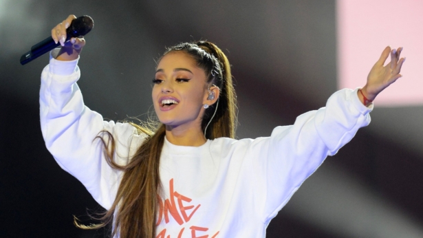 Ariana Grande performs on stage in Manchester, England, on June 4, 2017. (Getty Images/Dave Hogan for One Love Manchester)