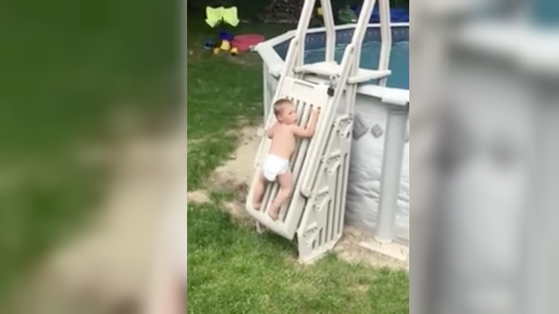 Parents Capture Terrifying Moment 2-Year-Old Scales ‘Unclimbable’ Pool Ladder