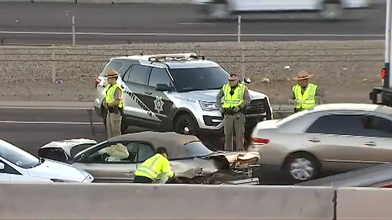 A total of five vehicles were involved. (Screenshot via Fox 10-Phoenix)