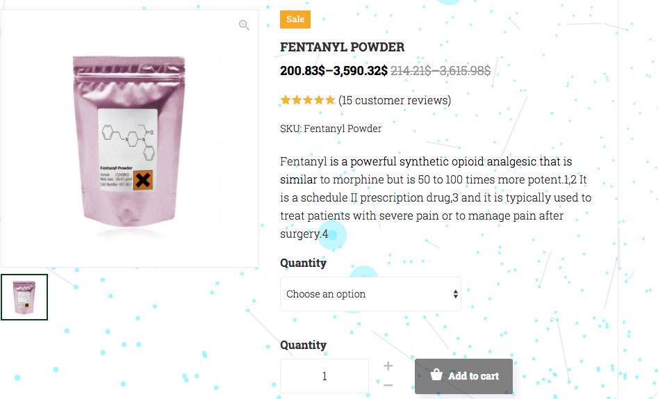A packet of fentanyl for sale is found after a brief internet search on Jan. 25, 2018. (Screenshot)
