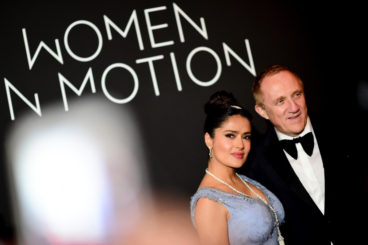 Salma Hayek Pinault and François-Henri Pinault attend the Women in Motion Awards Dinner in Cannes, France on May 13, 2018. (Anthony Ghnassia/Getty Images)