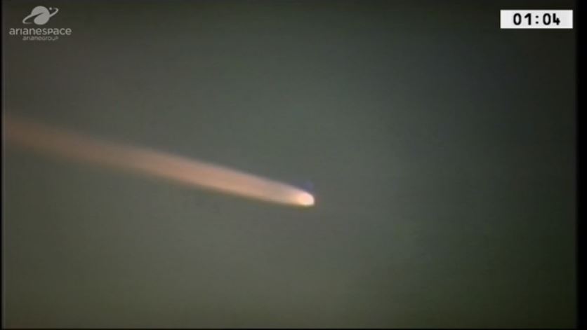 Satellite Aeolus is launched in French Guiana on Aug. 22, 2018. (AP/Screenshot)