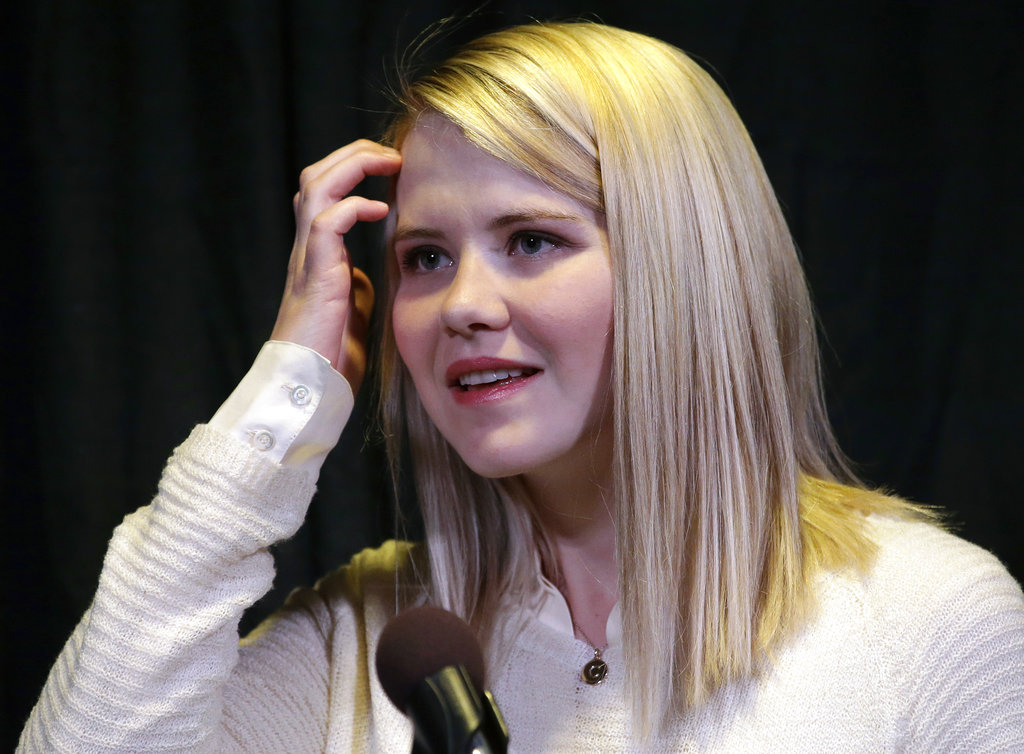 Kidnapping survivor Elizabeth Smart during a news conference in Sandy, Utah, on April 24, 2015. Wanda Barzee, a woman convicted of helping a former street preacher kidnap Smart in 2002 was released from prison more than five years earlier than expected, a surprise decision that Smart called "incomprehensible" on Sept. 11, 2018. (Rick Bowmer/AP Photo)