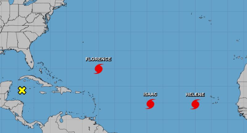 Isaac, meanwhile, is a Category 1 hurricane with 75 mph winds and is moving west at 14 mph. (NHC)