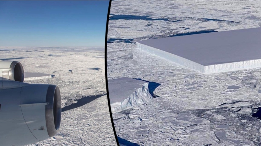 Perfectly Rectangular Iceberg Captured by NASA Cameras