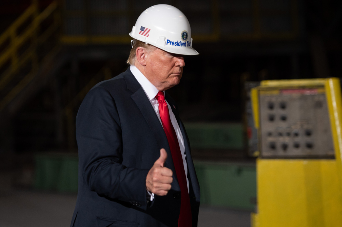 President Donald Trump tours U.S. Steel's Granite City Works steel mill in Granite City, Ill., on July 26, 2018. (Saul Loeb/AFP/Getty Images)