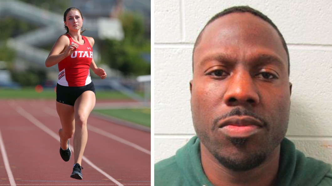 Left: University of Utah student-athlete Lauren McCluskey runs in Salt Lake City in this Aug. 30, 2017. McCluskey was shot and killed on campus by a former boyfriend on Oct. 23, 2018. (Steve C. Wilson/University of Utah via AP) Right: Repeat sex offender Melvin Rowland is pictured in this undated photo provided by the Utah Department of Corrections. Rowland is suspected of killing McCluskey and then committing suicide, in Salt Lake City, Utah, on Oct. 23, 2018. (Utah Department of Corrections via AP)
