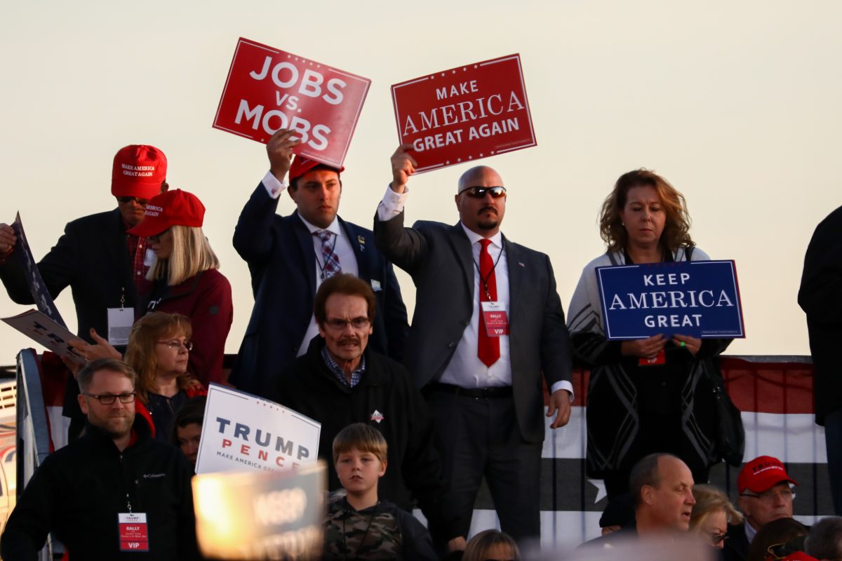 Attendees at a Make America Great Again rally in Mosinee, Wis., on Oct. 24, 2018. (Charlotte Cuthbertson/The Epoch Times)