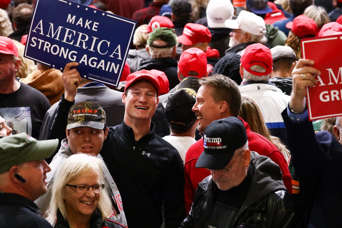 Attendees at a Make America Great Again rally in Mosinee, Wis., on Oct. 24, 2018. (Charlotte Cuthbertson/The Epoch Times)