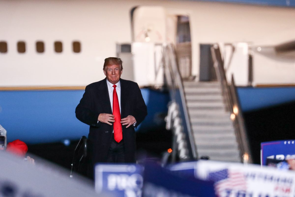 President Donald Trump at a Make America Great Again rally in Mosinee, Wis., on Oct. 24, 2018. (Charlotte Cuthbertson/The Epoch Times)