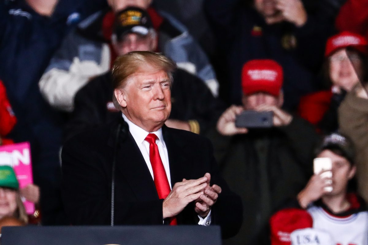 President Donald Trump at a Make America Great Again rally in Mosinee, Wis., on Oct. 24, 2018. (Charlotte Cuthbertson/The Epoch Times)