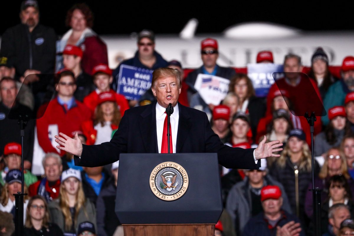 President Donald Trump at a Make America Great Again rally in Mosinee, Wis., on Oct. 24, 2018. (Charlotte Cuthbertson/The Epoch Times)