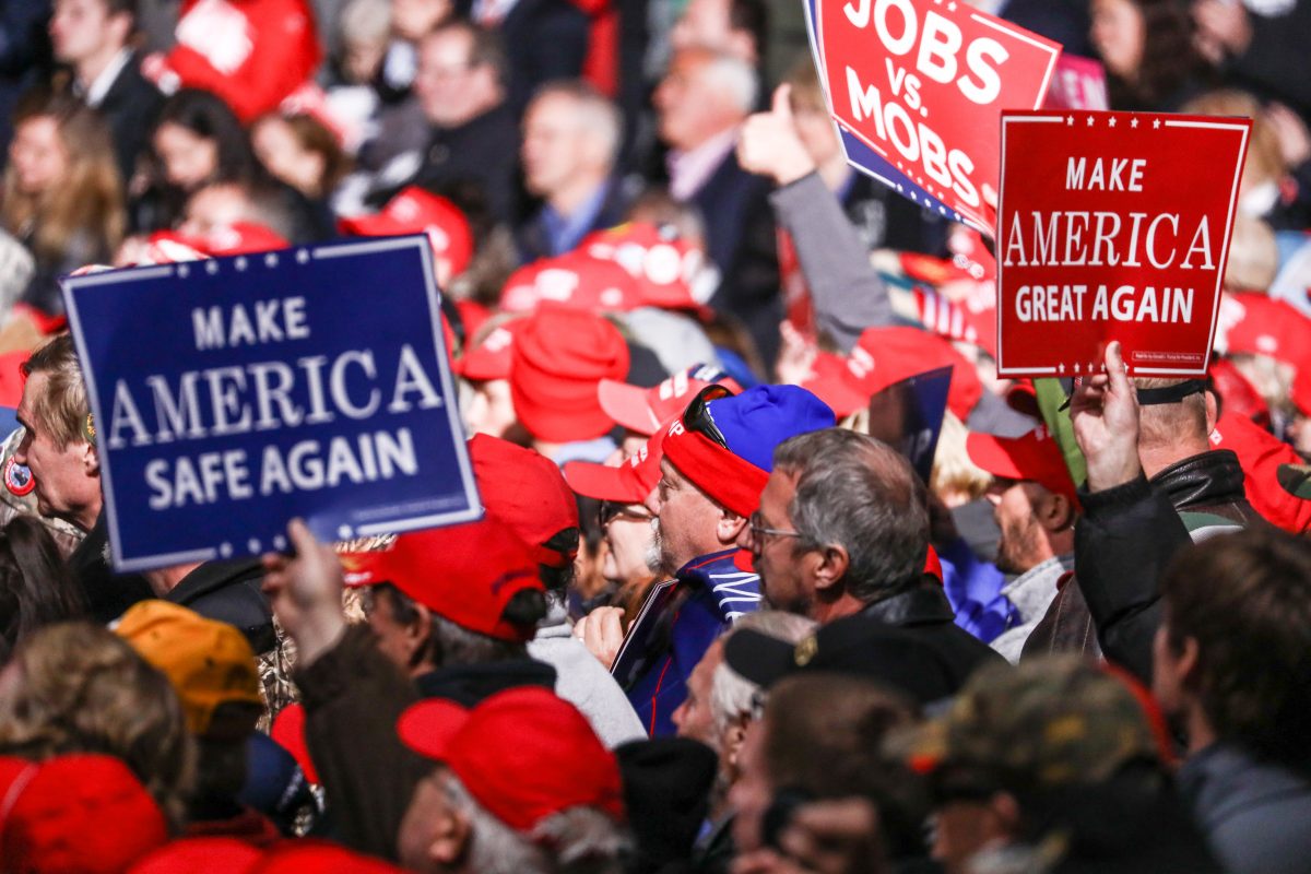 Attendees at a Make America Great Again rally in Mosinee, Wis., on Oct. 24, 2018. (Charlotte Cuthbertson/The Epoch Times)
