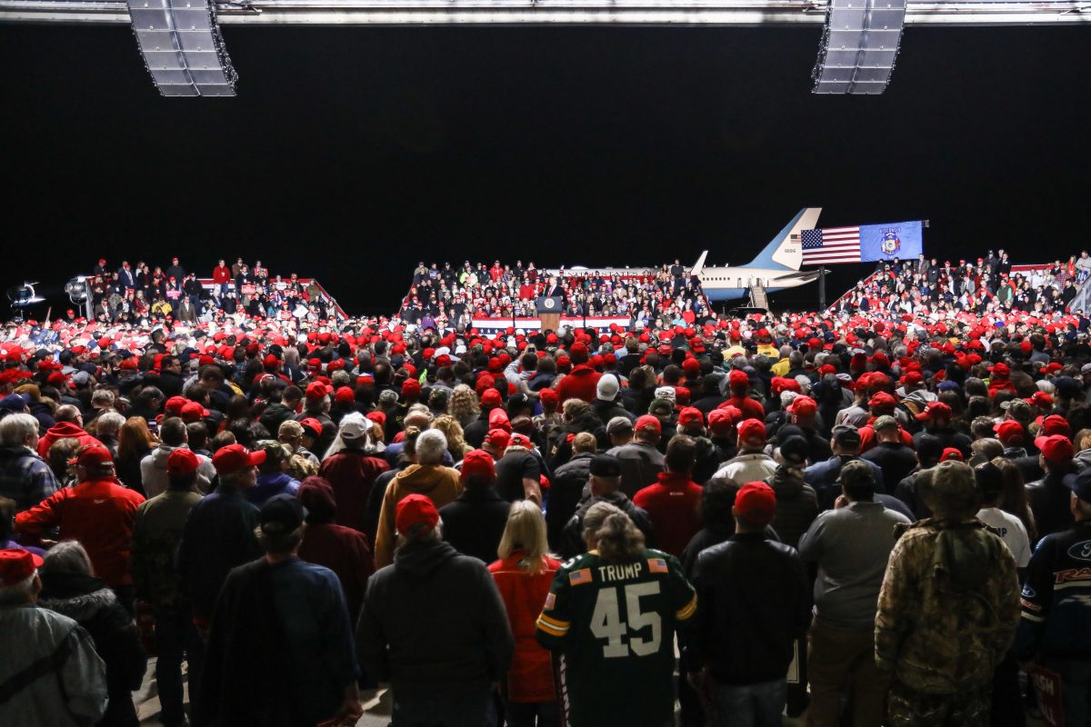 President Donald Trump at a Make America Great Again rally in Mosinee, Wis., on Oct. 24, 2018. (Charlotte Cuthbertson/The Epoch Times)