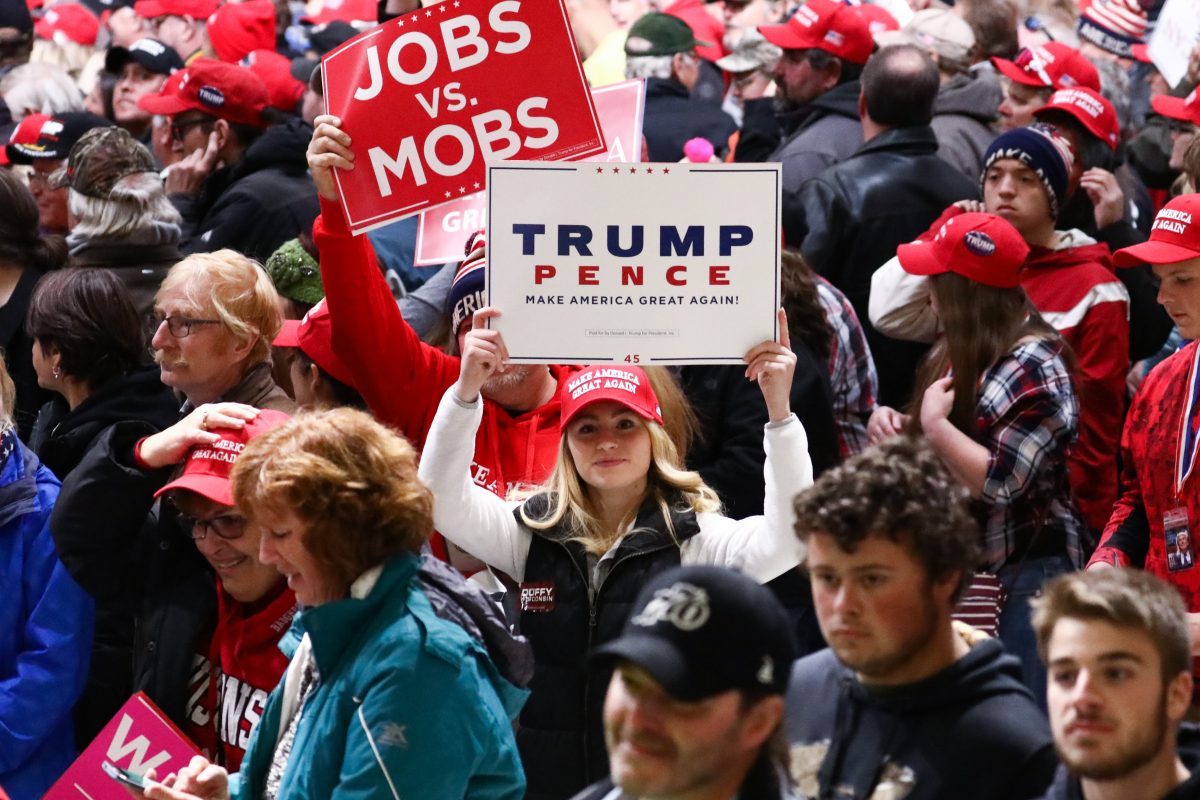 Attendees at a Make America Great Again rally in Mosinee, Wis., on Oct. 24, 2018. (Charlotte Cuthbertson/The Epoch Times)