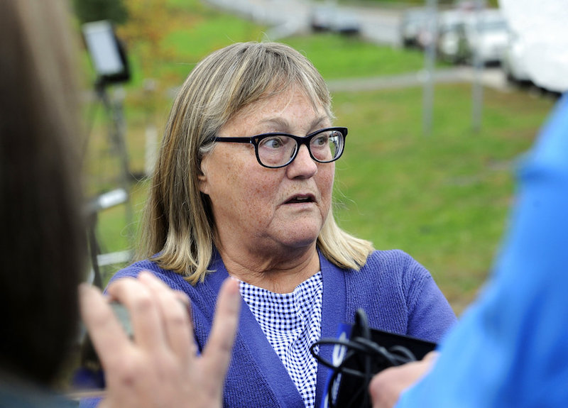 Barbara Douglas of Danamora, N.Y., talks to reporters about her four family members that died in a fatal limousine crash killing 20 people on Route 30 and 30 A on Oct. 6, 2018 as seen Oct. 7, 2018, in Schoharie, N.Y. (AP Photo/Hans Pennink)