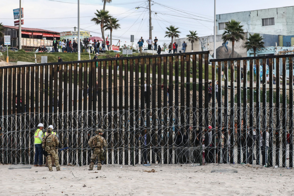 The U.S. military patrols the U.S.-Mexico border fence at Friendship Park in San Ysidro, Calif., on Nov. 15, 2018. (Charlotte Cuthbertson/The Epoch Times)