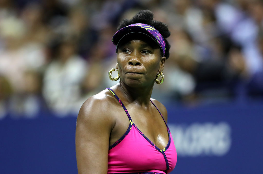 Venus Williams during her women's singles match against Serena Williams at the 2018 US Open at the USTA Billie Jean King National Tennis Center in New York City on Aug. 31, 2018. (Elsa/Getty Images)