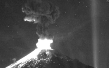 Volcano Eruptions and Meteor Light up the Night Sky in Mexico