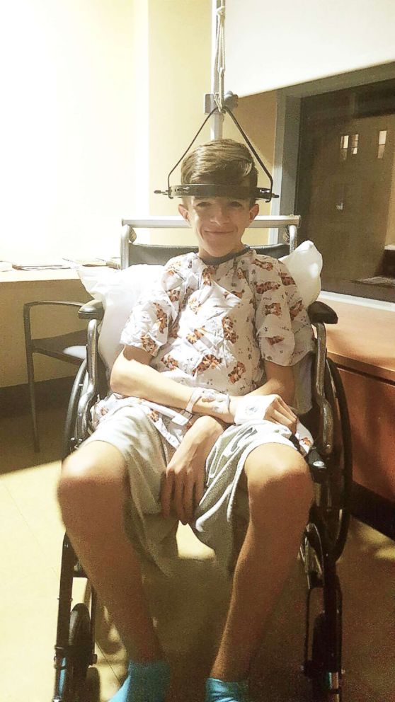 John Sarcona at NewYork-Presbyterian Hospital after being put in Halo Traction. (NewYork-Presbyterian Hospital)