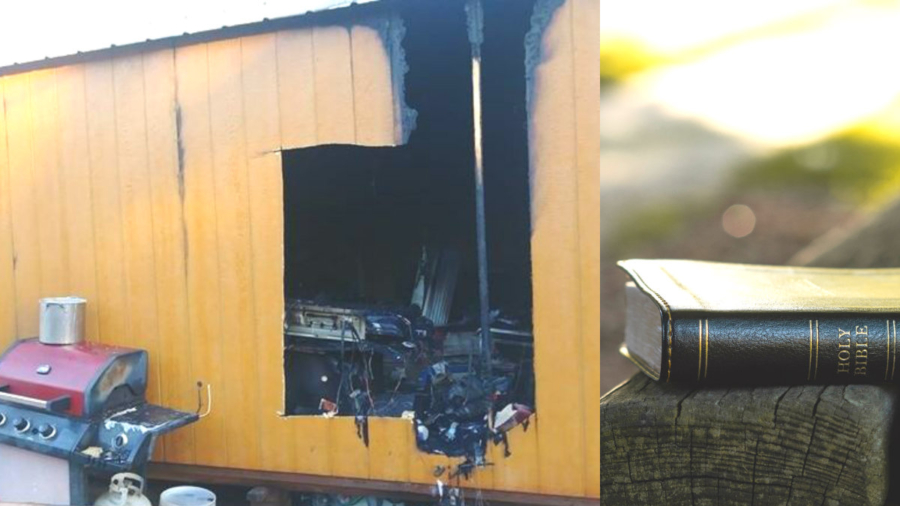 Man’s Bible Survives After Fire Burns Down His Tiny Home in Texas