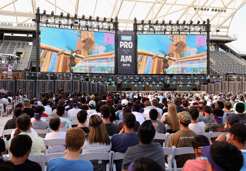 Game enthusiasts and industry personnel attend the Epic Games Fortnite E3 Tournament at the Banc of California Stadium on June 12, 2018, in Los Angeles, California. (Christian Petersen/Getty Images)