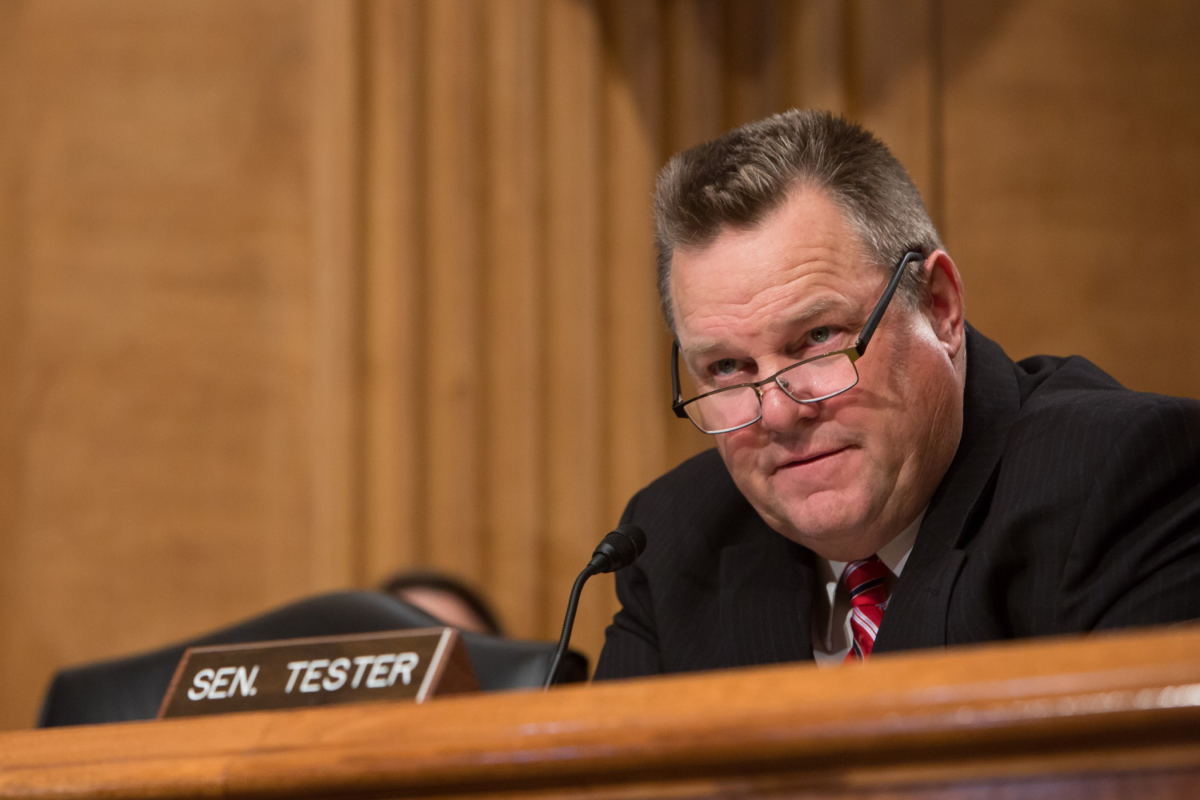 Sen. Jon Tester (D-Mont.) at a Senate hearing in Washington on Sept. 27, 2017. (Samira Bouaou/The Epoch Times)